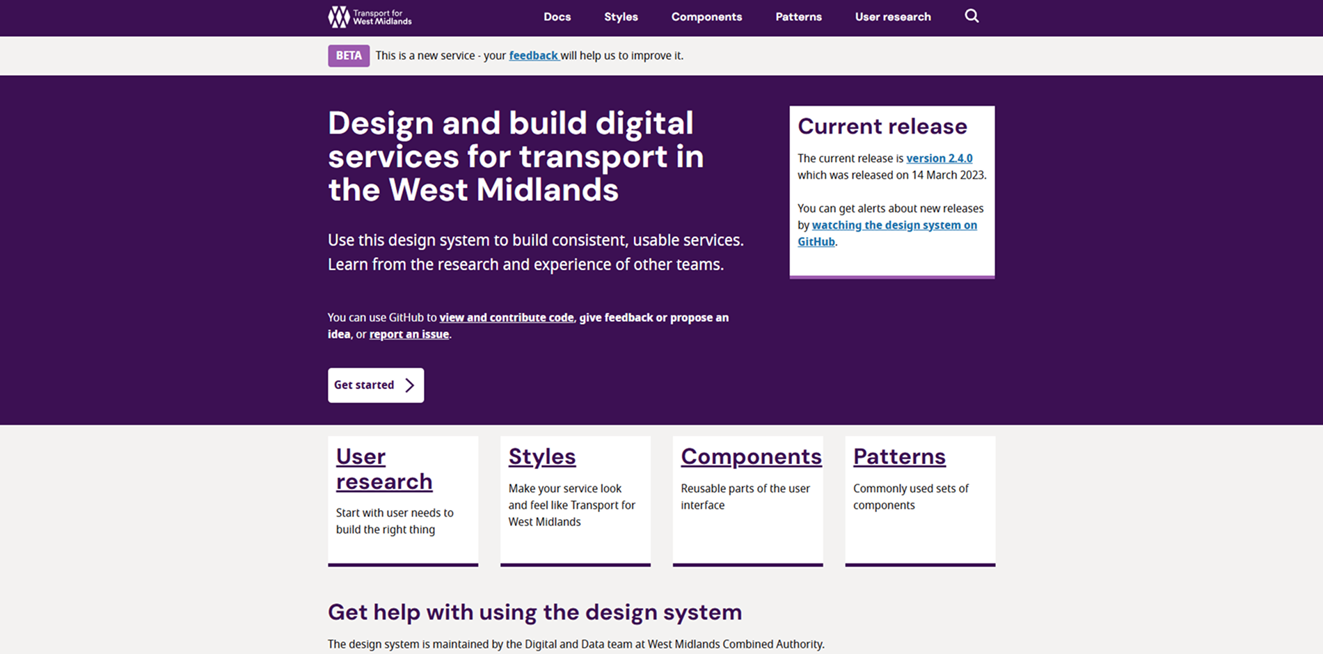 Transport for West Midlands Design System